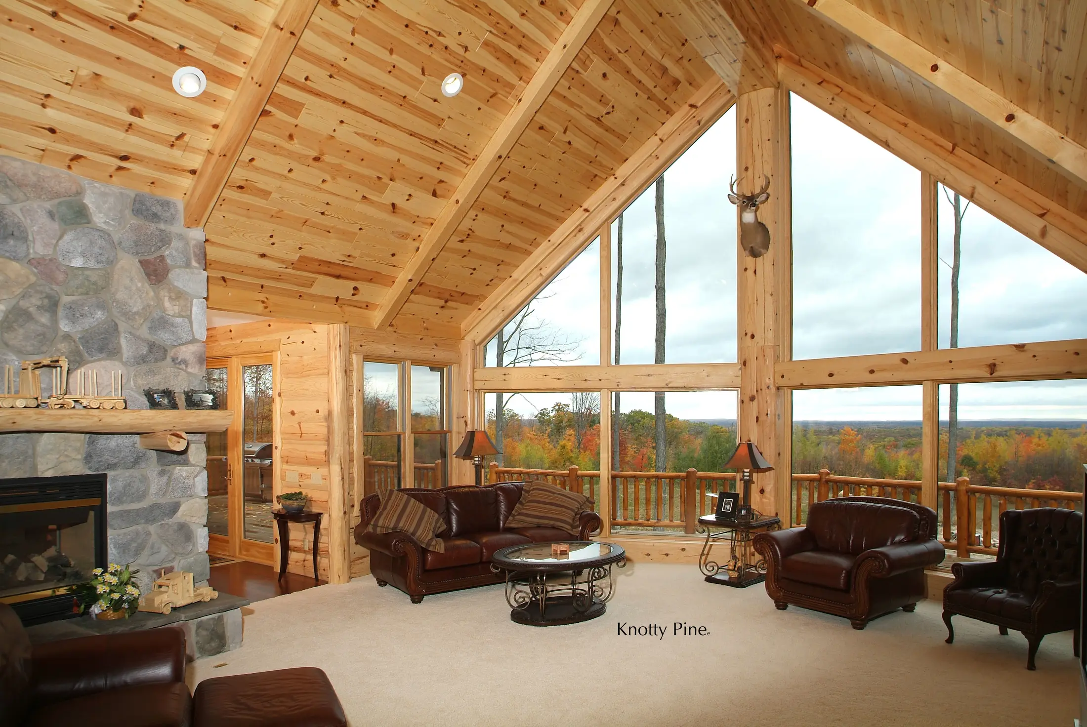 Knotty pine tongue and groove paneling